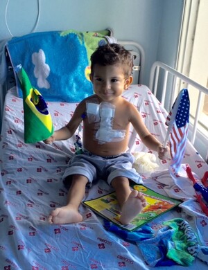 A boy from a remote part of the Amazon region a few days after cardiac surgery. Photo courtesy of CardioStart International. 