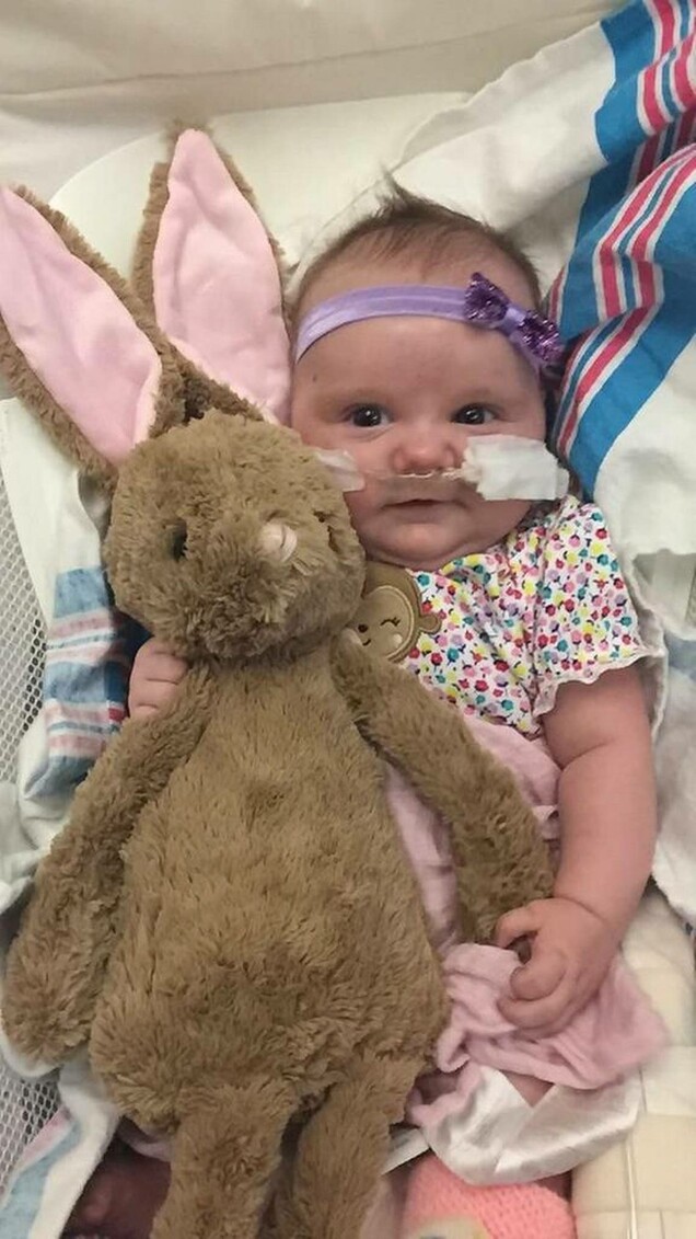 Liby Peterson with her “Heart Beat” bunny. Just one week before her heart transplant, her original heart’s beat was recorded in the bunny. Courtesy photo