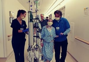 Kathlyn Chassey walks after her lung transplant surgery at Reagan UCLA Medical Center. Credit: Courtesy of the Chassey family